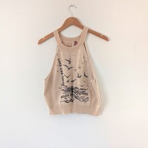 Anthropologie Pilcro Printed Scenic Make Waves Knit Halter Tank